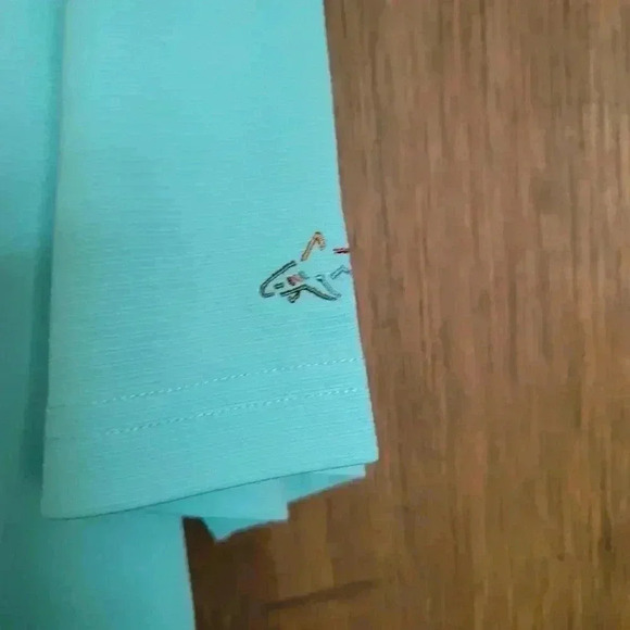 Greg Norman ML75 Polo Shirt Men's Size LG Turquoise 1/4 Button Up Short Sleeve - Picture 4 of 10